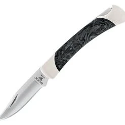 Buck Knives Buck The 55 Knife 055CFSLE - 2021 Legacy Collection, 2.36" S30V Satin Plain Blade, Marble Carbon Fiber Handle