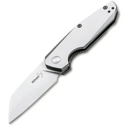 Boker Plus 01BO083 Petit Linerlock, 2.8" D2 Plain Blade, Stainless Steel Handle
