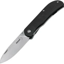 Boker Plus 01BO138 Exskelibur II, 2.8" D2 Stonewash Plain Blade, Black G-10 Handle