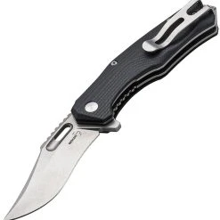 Boker Plus 01BO763 Defender, 3.2" D2 Plain Blade, Black G-10 Handle