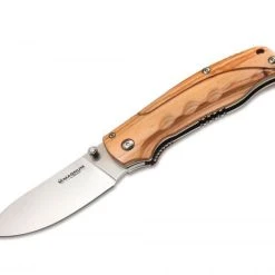 Boker Magnum 01MB700 Pakka Hunter, 3.7" 440 Plain Blade, Pakka Wood Handle