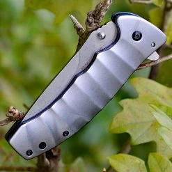 Boker Magnum 01RY199 Blue Drop, 3.7" 440A Plain Blade, Gray Aluminium Handle -Boker Shop 01ry199 1 27852.1566585982