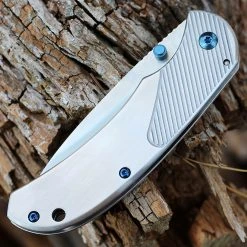 Boker Magnum 01RY863 Blue Dot, 3.3" 440A Plain Blade, Stainless Handle -Boker Shop 01ry863.3 62204.1639067823