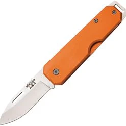 Bear And Son Bear & Son Large Slip Joint 110OR, 3 7/8" High Carbon Steel Plain Blade, Orange Aluminum Handle