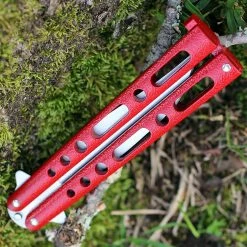 Bear And Son Bear & Son 117R Butterfly Knife, 4" Stainless Plain Blade, Red Metal Alloy Handle -Boker Shop 117r.2 76021.1566585951