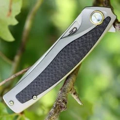 Bestech T1706B Predator, 3.6" CPM-S35VN Plain Blade, Gray Titanium Handle W/Carbon Fiber Inlay -Boker Shop 1706b.3 10864.1566585960