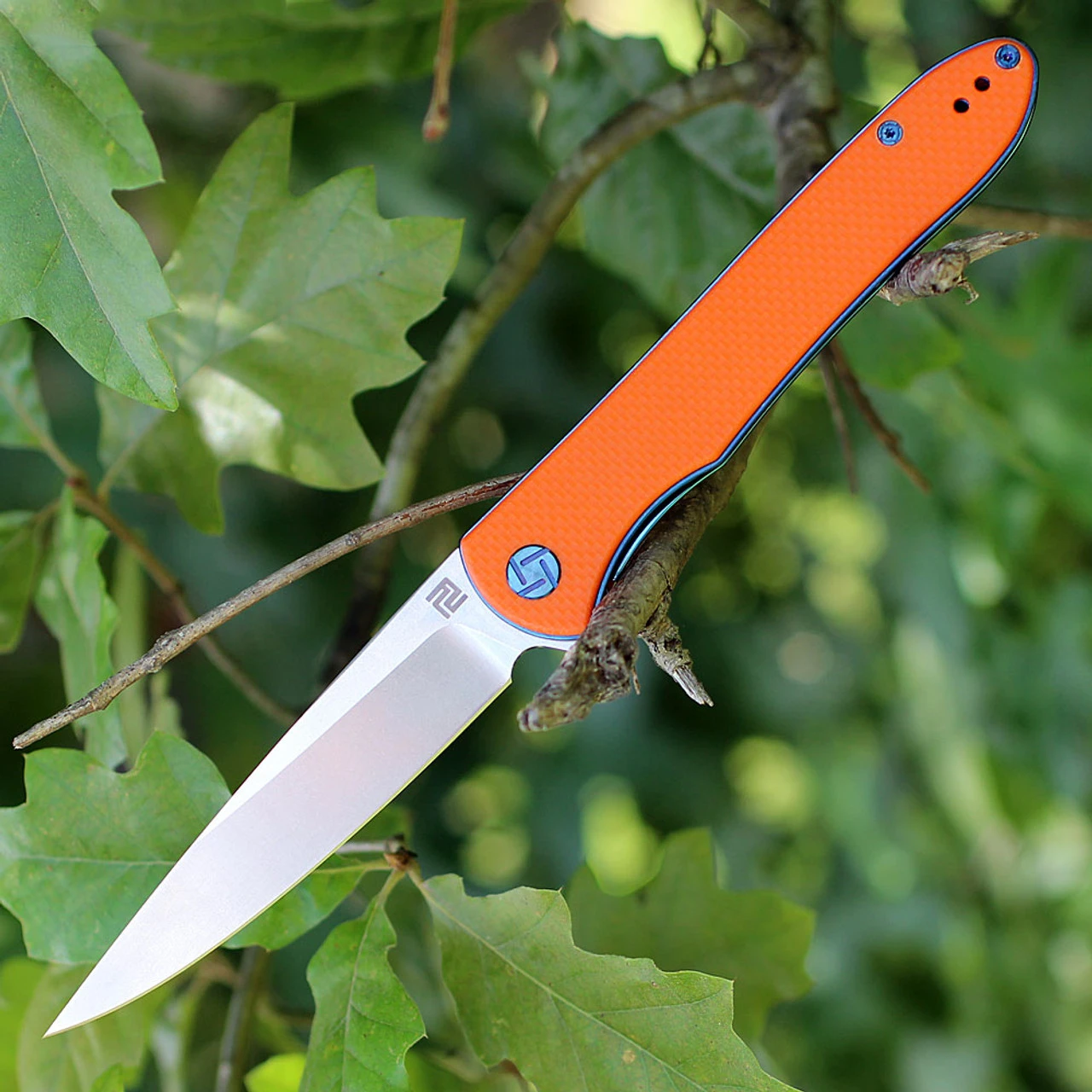 Artisan Cutlery Artisan ATZ1707POE Shark, 3.94" D2 Steel Plain Blade, Orange G-10 Handle 1 Artisan Cutlery Artisan ATZ1707POE Shark, 3.94" D2 Steel Plain Blade, Orange G-10 Handle