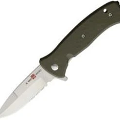 Al Mar Mini S.E.R.E. 2020 Linerlock A/O 2209, 3" 8Cr13MoV SS Combo Blade, FRN Handle, OD Green