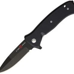 Al Mar Mini S.E.R.E. 2020 Night Linerlock A/O 2204, 3" D2 Matte Black Titanium Plain Blade, G-10 Handle