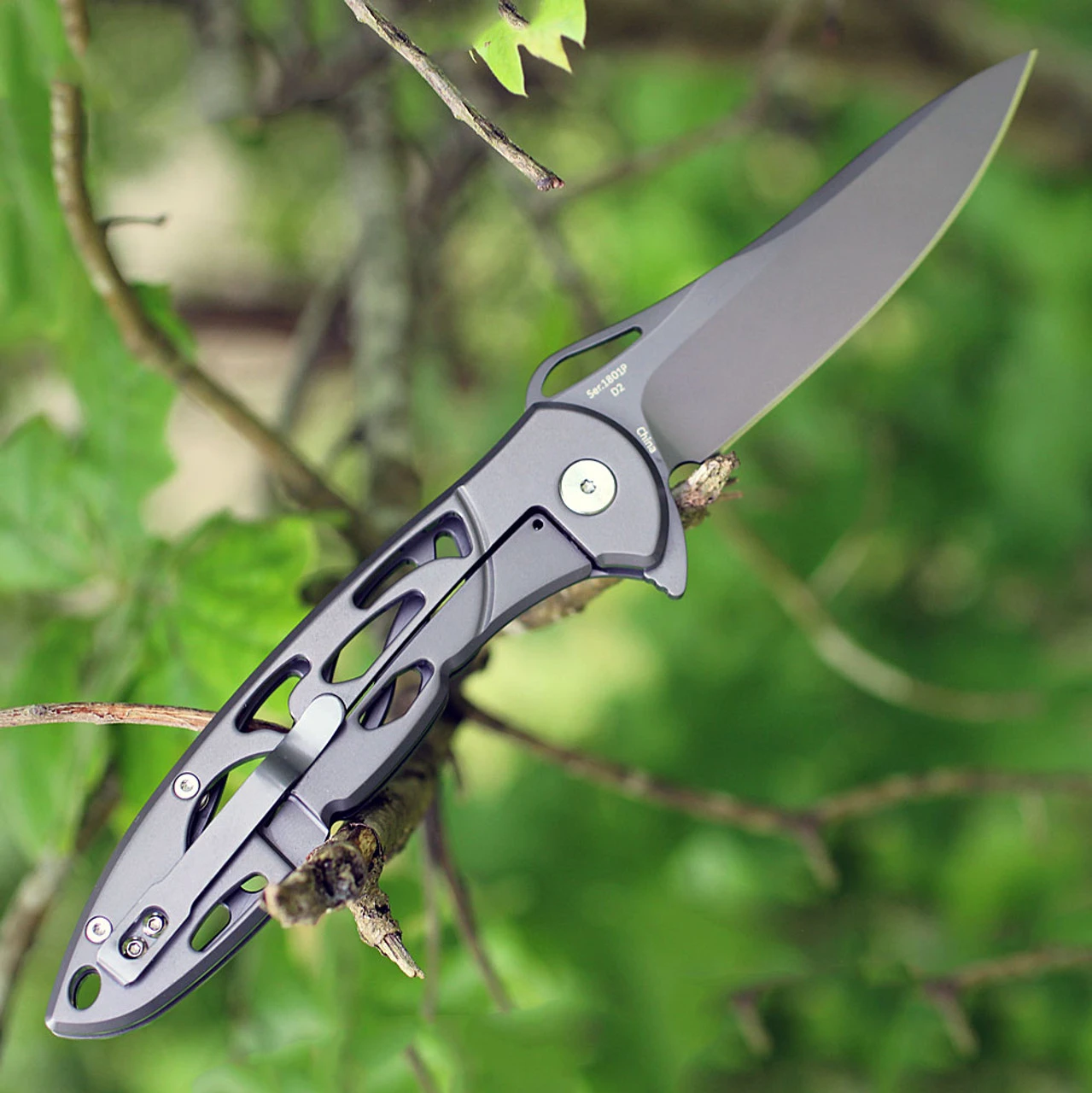 Artisan Cutlery Artisan Dragonfly ATZ1801PGY, 3.94" D2 Plain Blade, Gray 2Cr13 SS Handle 2 Artisan Cutlery Artisan Dragonfly ATZ1801PGY, 3.94" D2 Plain Blade, Gray 2Cr13 SS Handle - Image 2