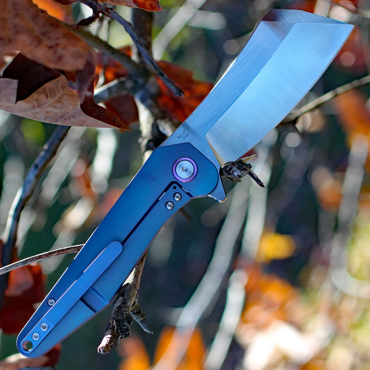 Artisan Cutlery Artisan Osprey ATZ1803GBUS, 3.74" S35VN Plain Blade, Blue TC4 Titanium Handle 2 Artisan Cutlery Artisan Osprey ATZ1803GBUS, 3.74" S35VN Plain Blade, Blue TC4 Titanium Handle - Image 2