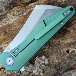 Artisan Cutlery Artisan Osprey ATZ1803GGNM, 3.74" M390 Plain Blade, Green TC4 Titanium Handle -Boker Shop 1803ggnm.3 87400.1566585967