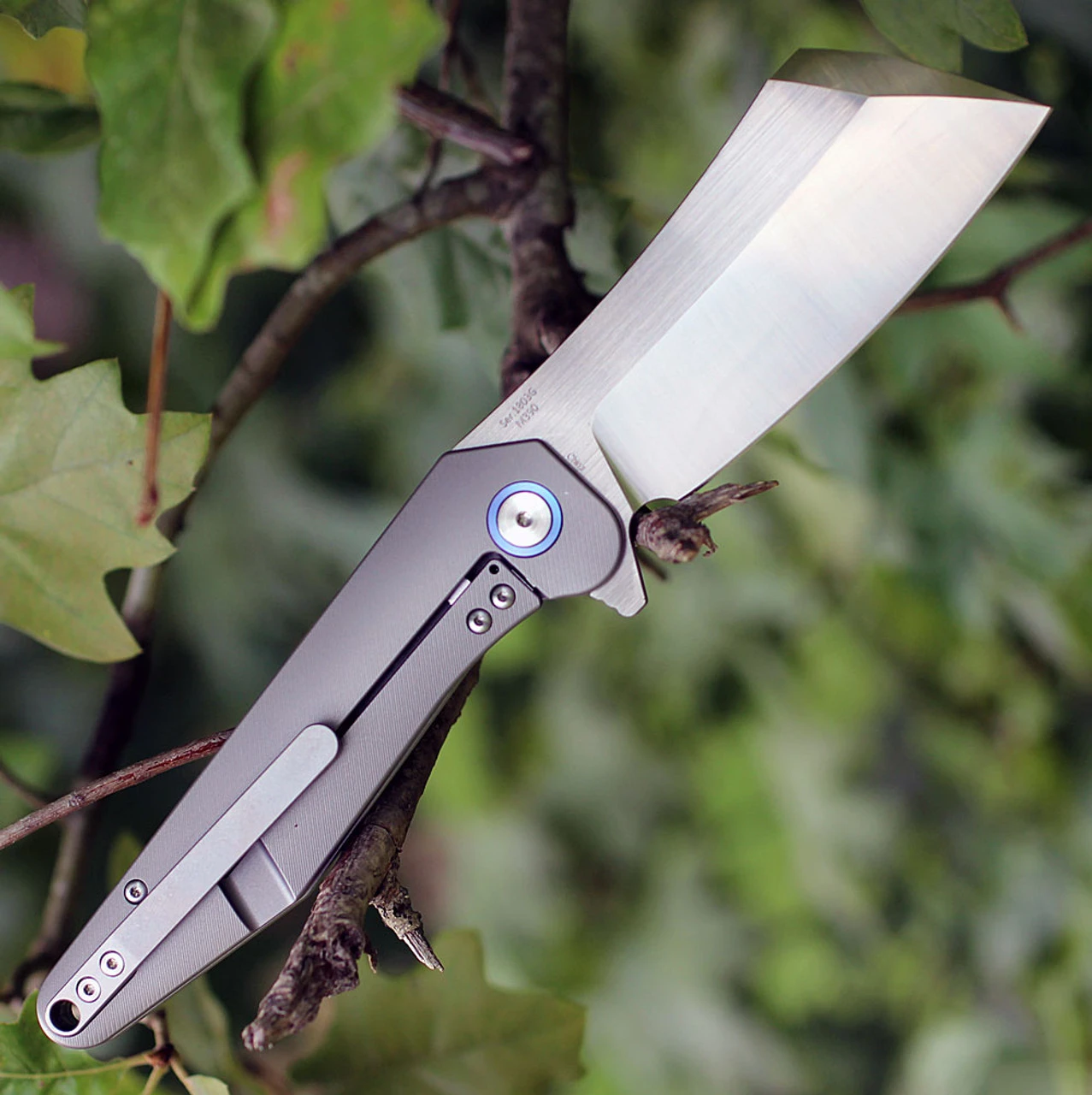 Artisan Cutlery Artisan Osprey ATZ1803GGYM, 3.74" M390 Plain Blade, Gray TC4 Titanium Handle 2 Artisan Cutlery Artisan Osprey ATZ1803GGYM, 3.74" M390 Plain Blade, Gray TC4 Titanium Handle - Image 2