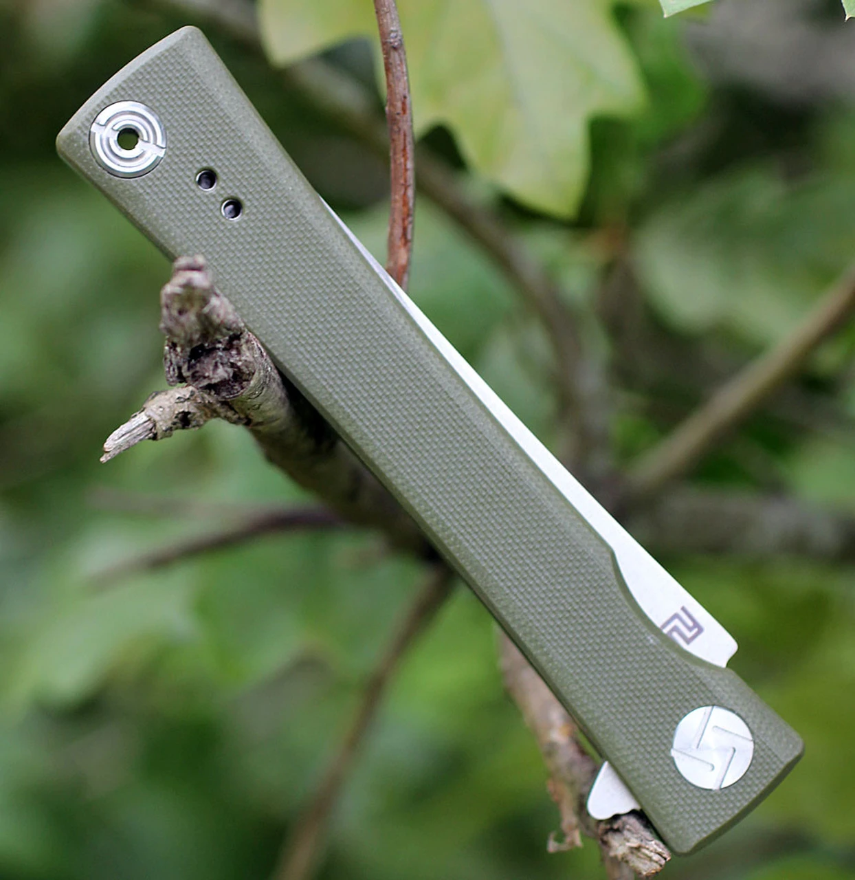 Artisan Cutlery Artisan S Waistline ATZ1805PGNF, 3.94" D2 Plain Blade, Green Flat G-10 Handle 3 Artisan Cutlery Artisan S Waistline ATZ1805PGNF, 3.94" D2 Plain Blade, Green Flat G-10 Handle - Image 3