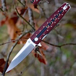 Artisan Cutlery Artisan Virginia ATZ1807PBR, 3.94" D2 Plain Blade, Curved Red/Black G-10 Handle