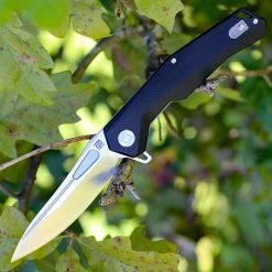 Artisan Cutlery Artisan Zumwalt ATZ1808PBKC, 3.94" D2 Plain Blade, Curved Black G-10 Handle