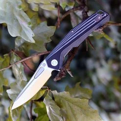 Artisan Cutlery Artisan Zumwalt ATZ1808PBGC, 3.94" D2 Plain Blade, Curved Black/White G-10 Handle