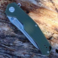 Artisan Cutlery Artisan Zumwalt ATZ1808PGNF, 3.94" D2 Plain Blade, Flat Green G-10 Handle -Boker Shop 1808pgnf 68803.1566586033
