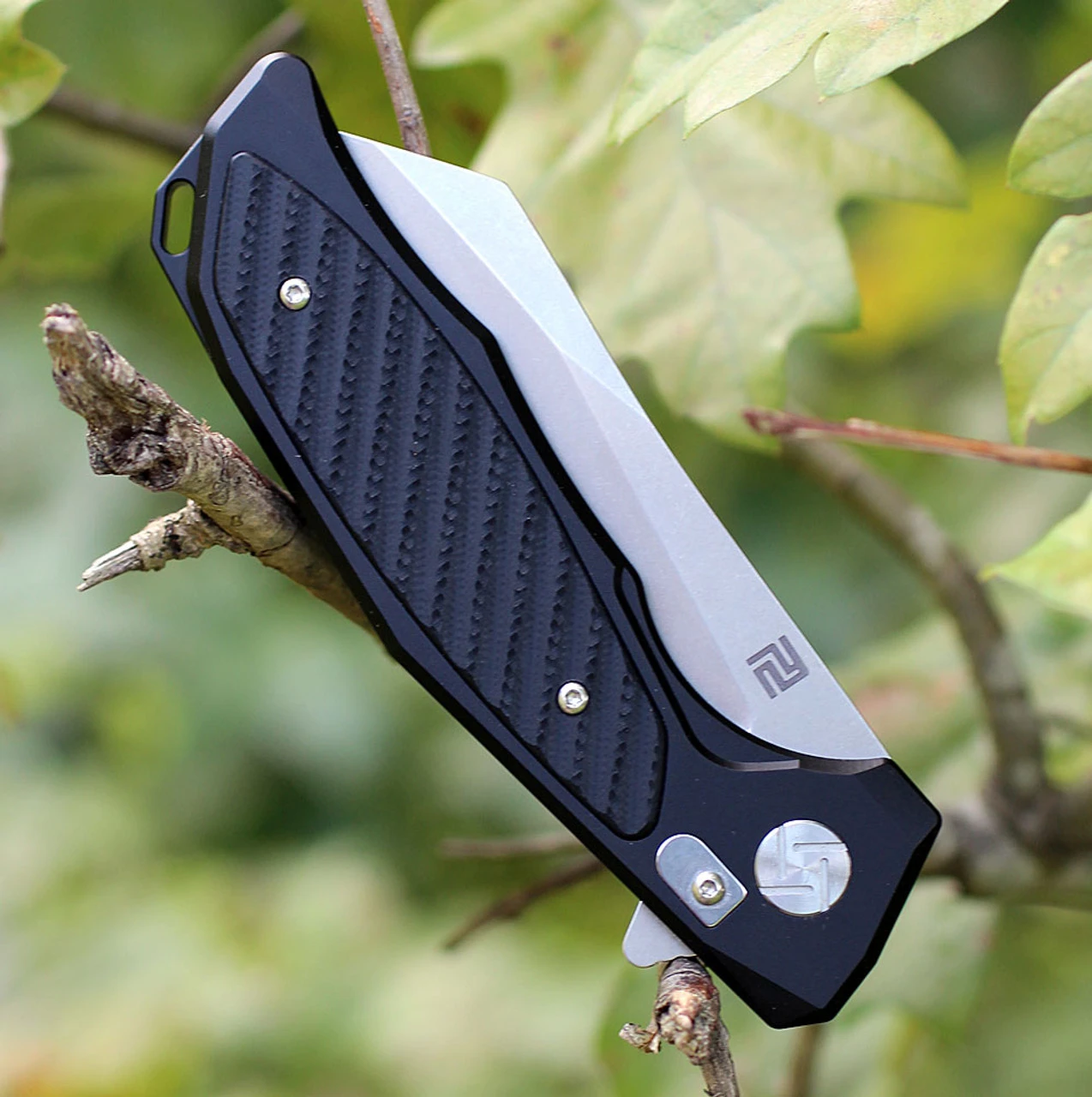 Artisan Cutlery Artisan Falcon ATZ1809PBBK, 3.94" D2 Plain Blade, Black Aluminum/G-10 Handle 3 Artisan Cutlery Artisan Falcon ATZ1809PBBK, 3.94" D2 Plain Blade, Black Aluminum/G-10 Handle - Image 3