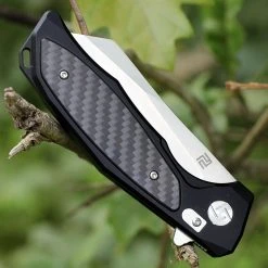 Artisan Cutlery Artisan Falcon ATZ1809PBCF, 3.94" D2 Plain Blade, Black Aluminum/Carbon Fiber Handle -Boker Shop 1809pbcf.3 18192.1566586046