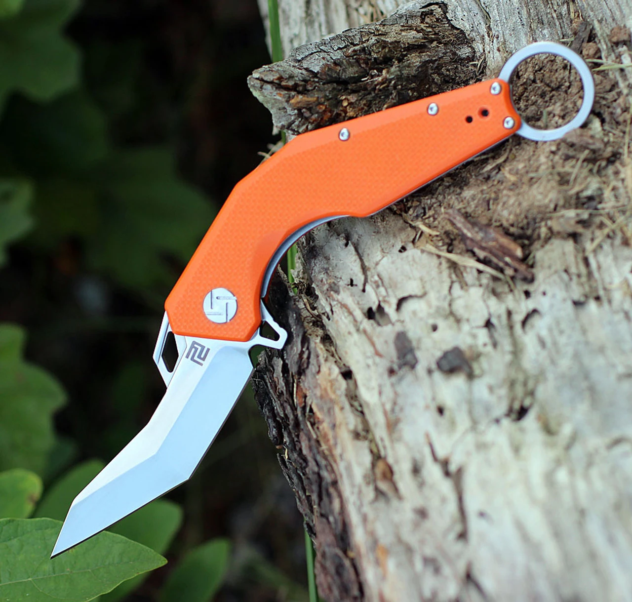 Artisan Cutlery Artisan Cobra ATZ1811POEF, 3.75" D2 Plain Blade, Flat Orange G-10 Handle 1 Artisan Cutlery Artisan Cobra ATZ1811POEF, 3.75" D2 Plain Blade, Flat Orange G-10 Handle