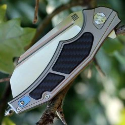 Artisan Cutlery Artisan Apache ATZ1813GGYS, 3.82" S35VN Plain Blade, Gray Titanium/Carbon Fiber Handle -Boker Shop 1813ggys.4 35459.1566586009