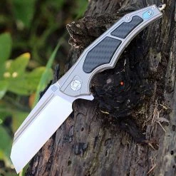 Artisan Cutlery Artisan Apache ATZ1813GGYS, 3.82" S35VN Plain Blade, Gray Titanium/Carbon Fiber Handle