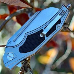Artisan Cutlery Artisan Apache ATZ1813PGBK, 3.7" D2 Plain Blade, Gray/Black Aluminum/G-10 Handle -Boker Shop 1813pgbk.2 40460.1566586064