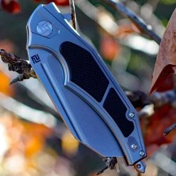 Artisan Cutlery Artisan Apache ATZ1813PGBK, 3.7" D2 Plain Blade, Gray/Black Aluminum/G-10 Handle -Boker Shop 1813pgbk 53547.1566586063