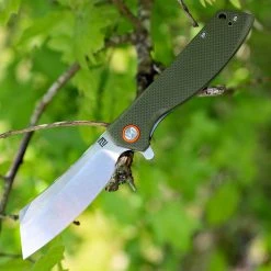 Artisan Cutlery Artisan Tomahawk ATZ1815PGNF, 3.75" D2 Plain Blade, Flat Green G-10 Handle