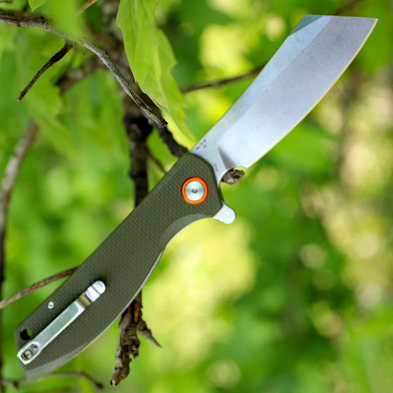 Artisan Cutlery Artisan Tomahawk ATZ1815PGNF, 3.75" D2 Plain Blade, Flat Green G-10 Handle 2 Artisan Cutlery Artisan Tomahawk ATZ1815PGNF, 3.75" D2 Plain Blade, Flat Green G-10 Handle - Image 2