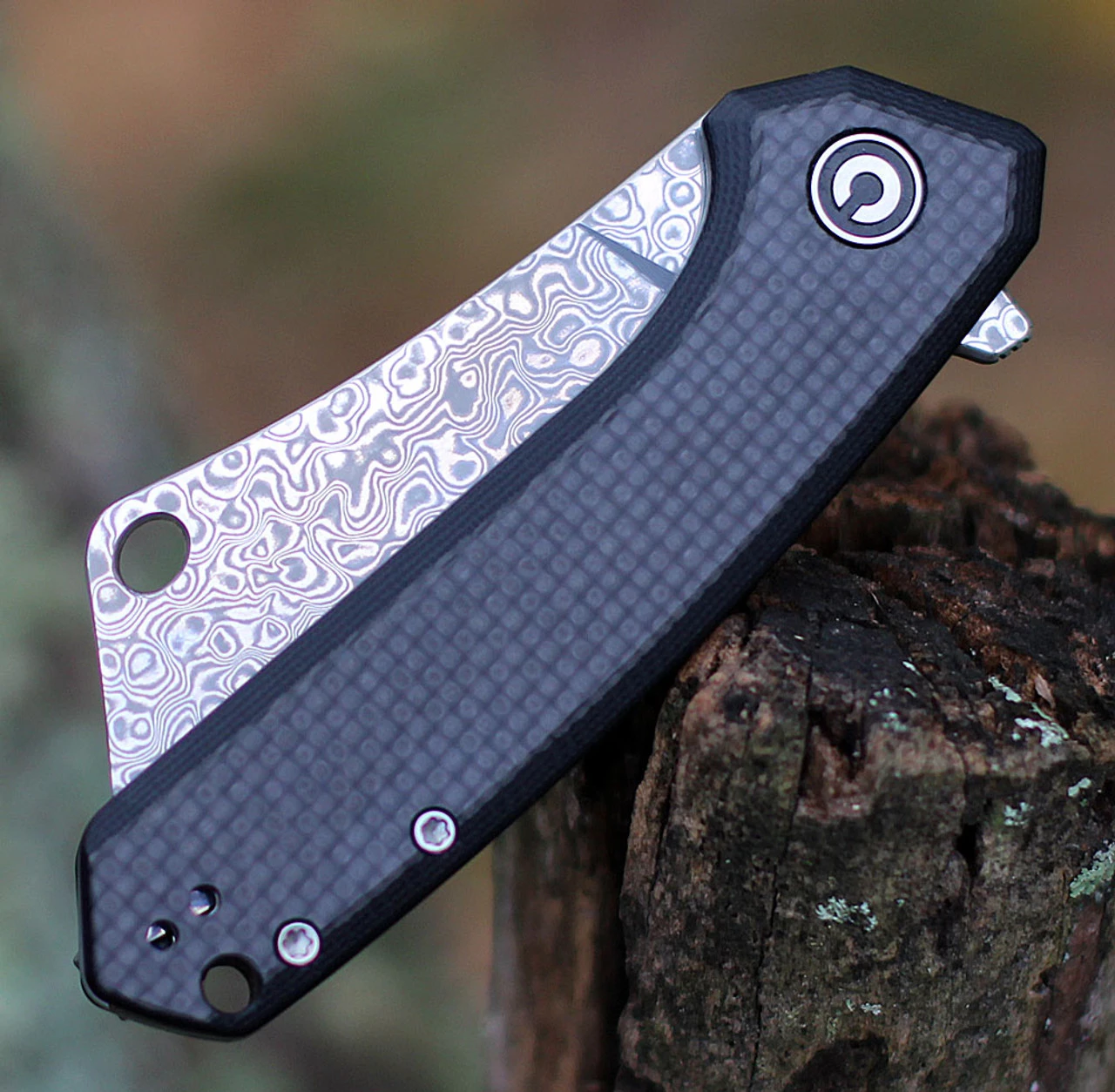 CIVIVI Mini Mastodon-Blk G10 w/ CF (2.97" Damascus) C2011DS-1 CIVIVI Knives CIVIVI Mini Mastodon-Blk G10 W/ CF (2.97" Damascus) C2011DS-1 -Boker Shop 2011DS1.4 07199.1674234647