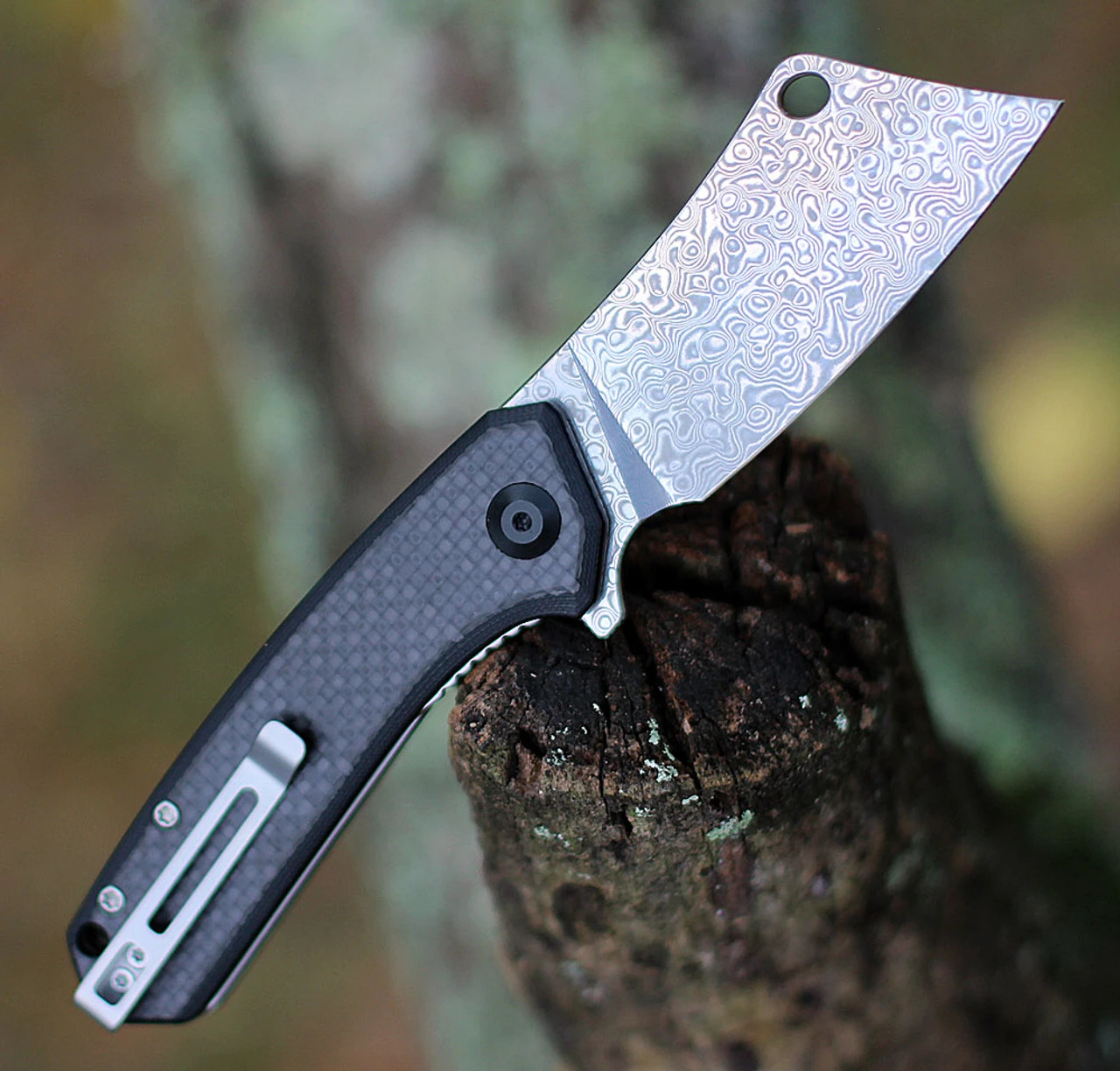 CIVIVI Mini Mastodon-Blk G10 w/ CF (2.97" Damascus) C2011DS-1 CIVIVI Knives CIVIVI Mini Mastodon-Blk G10 W/ CF (2.97" Damascus) C2011DS-1 -Boker Shop 2011DS1 43392.1674234647