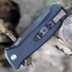 Al Mar Mini S.E.R.E. 2020 Night Linerlock A/O 2205, 3" D2 Matte Black Titanium Combo Blade, G-10 Handle -Boker Shop 2205.2 61148.1598895228