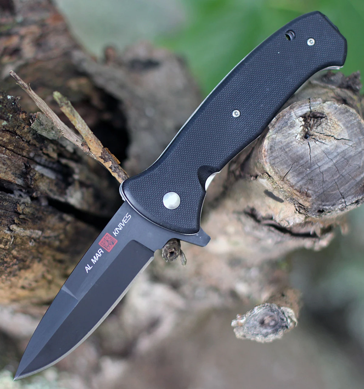 Al Mar S.E.R.E. 2020 Night Linerlock A/O 2206, 3.6" D2 Matte Black Titanium Plain Blade, G-10 Handle 1 Al Mar S.E.R.E. 2020 Night Linerlock A/O 2206, 3.6" D2 Matte Black Titanium Plain Blade, G-10 Handle