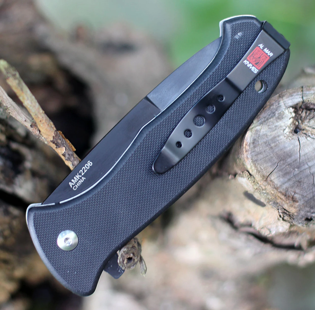 Al Mar S.E.R.E. 2020 Night Linerlock A/O 2206, 3.6" D2 Matte Black Titanium Plain Blade, G-10 Handle 4 Al Mar S.E.R.E. 2020 Night Linerlock A/O 2206, 3.6" D2 Matte Black Titanium Plain Blade, G-10 Handle - Image 4