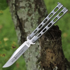 Bear And Son Bear & Son Cutlery 30th Anniversary Butterfly Knife SS14D2, 3.62" D2 Clip Point Blade, Stainless Steel Handle