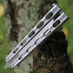 Bear And Son Bear & Son Cutlery 30th Anniversary Butterfly Knife SS14D2, 3.62" D2 Clip Point Blade, Stainless Steel Handle 6 Bear And Son Bear & Son Cutlery 30th Anniversary Butterfly Knife SS14D2, 3.62" D2 Clip Point Blade, Stainless Steel Handle -Boker Shop ANNSS14 D2.3 99882.1626794897