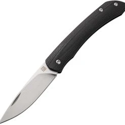 Artisan Cutlery Biome ATZ-1840P-BK, 2.8" Sandvik 12C27 Stonewashed Plain Blade, Black G-10 Handle