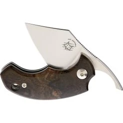 Bastinelli Creations BB Drago Friction Folder, 1.75" N690 Satin Plain Blade, Ziricote Wood Handle, Brown Leather Pouch -Boker Shop BAS203Z 2 58685.1620834067