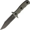 Bastinelli Creations Bastinelli Binome Fixed Blade - Green Canvas Micarta (5" M390 PVD Serr.) BAS240