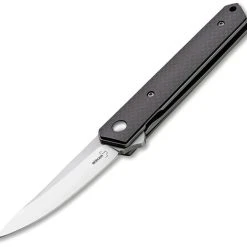 Boker Kwaiken Mini Flipper Carbon BOP01BO256, 3.1" D2 Steel Blade, Black Carbon Fiber Handle