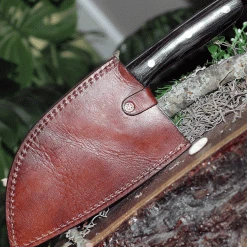 BenJahmin Knives Camp Cleaver BKA007, 7.2" 440 Stainless Steel Blade, Wenge Wood Handle W/ Brown Leather Sheath -Boker Shop BKA007.3 02436.1620829181