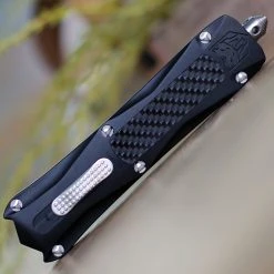 CobraTec Knives BLKKCTS Black King Cobra, 4" D2 Steel Tanto Part Serrated Blade, Anodized Aviation Aluminum W/ Carbon Fiber Inlay -Boker Shop BLKKCTS.3 09814.1598969989