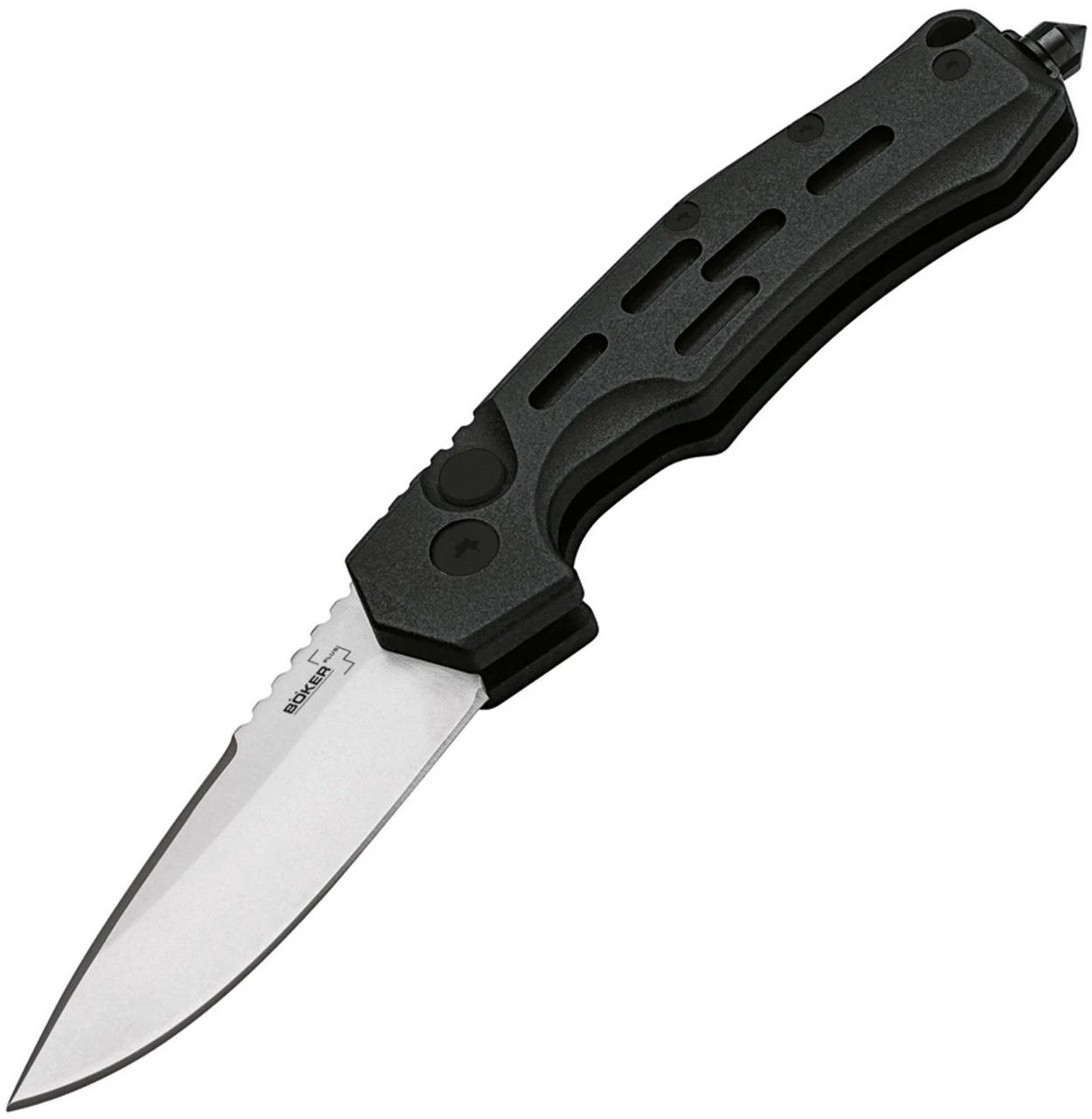Boker Plus Thunder Storm Button Lock 01BO792N, 2.83" AUS-8 Plain Blade, Black Aluminum Handle Boker Plus Thunder Storm Button Lock 01BO792N, 2.83" AUS-8 Plain Blade, Black Aluminum Handle -Boker Shop BOP01BO792N 69997.1588345285