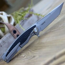 Bestech T1706B Predator, 3.6" CPM-S35VN Plain Blade, Gray Titanium Handle W/Carbon Fiber Inlay -Boker Shop BT1706B.1 96716.1588780902