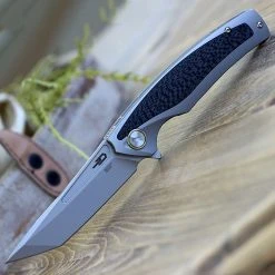 Bestech T1706B Predator, 3.6" CPM-S35VN Plain Blade, Gray Titanium Handle W/Carbon Fiber Inlay -Boker Shop BT1706B.3 48772.1588780902