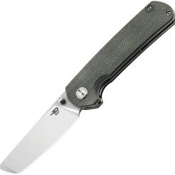 Bestech Knives Sledgehammer BG31B-1, 3" D2 Satin Tanto Blade, Green Micarta Handle