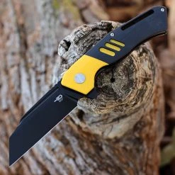 Bestech Rockface - Blk / Yellow G-10 (3.4" D2 Black ) BG46B