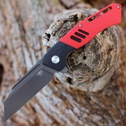Bestech Rockface - Red / Blk G-10 (3.4" D2 Black) BG46D